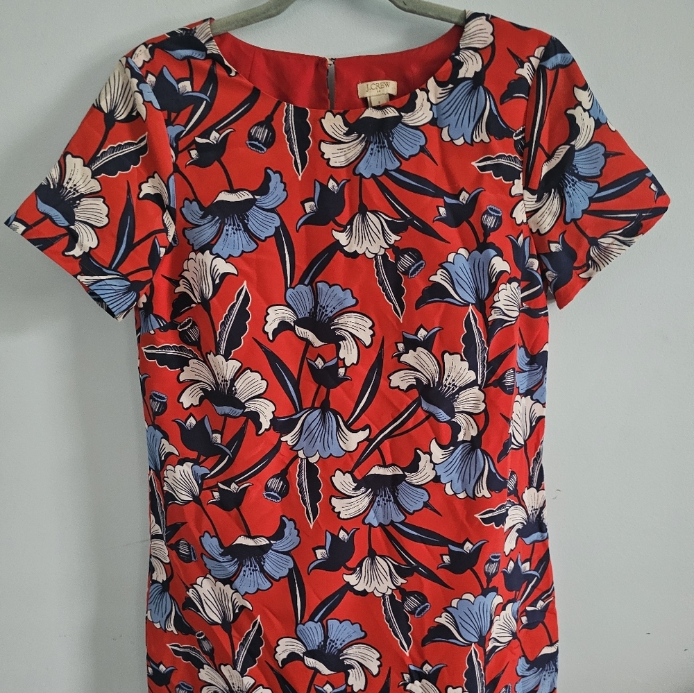 J.‎ Crew Red and Navy Floral Dress